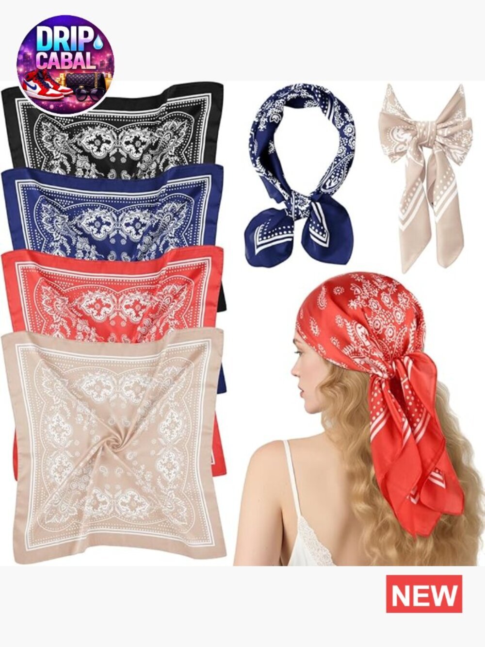Satin Paisley Bandana Silk Scarf Head Scarf Fashion Scarves for Women